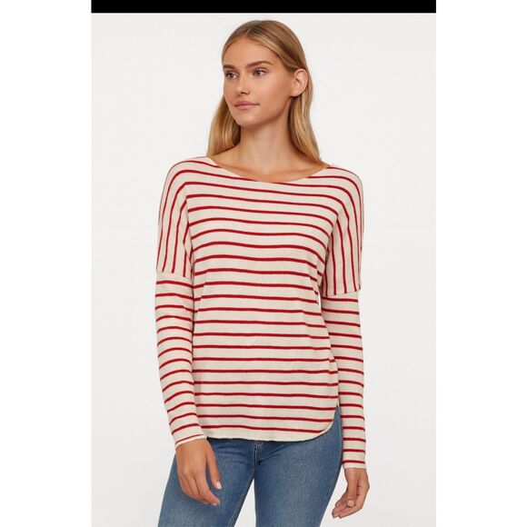Vince 100% Cashmere Striped Boat Neck Long Sleeve Sweater XS - Picture 1 of 9